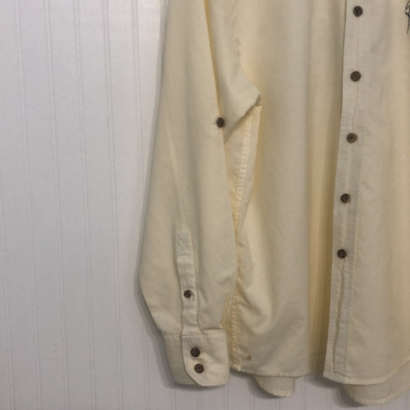 Guy Harvey Pale Yellow Mens Button Down SHIRT Cotton Blnd TabLong Slv EUC - Picture 5 of 6
